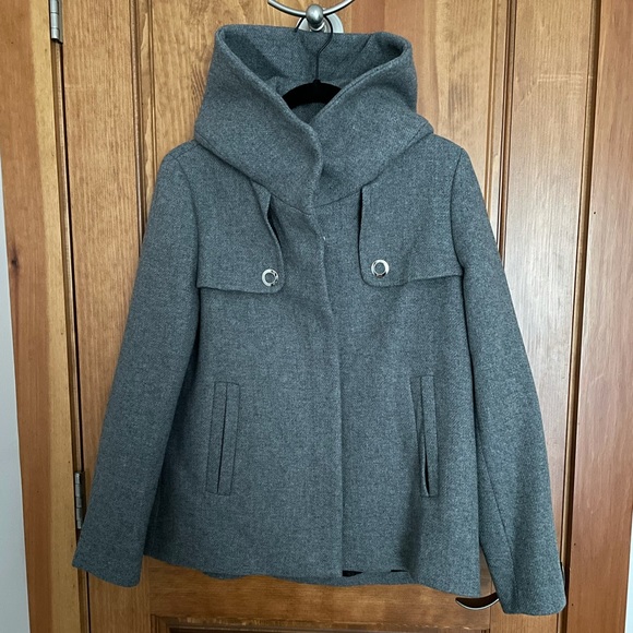 Zara Jackets & Blazers - Zara Grey Wool Blend Coat with Hood